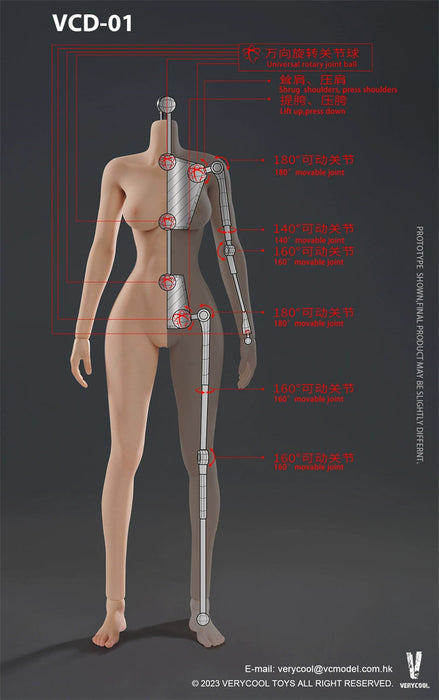 In-stock 1/6 Verycool VCD01 Seamless Female Body Mid Bust