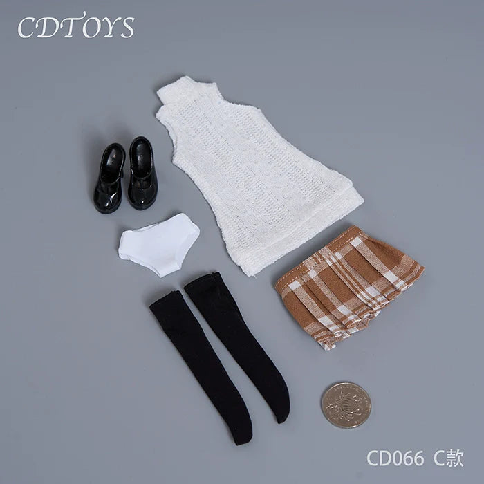 In-stock 1/6 CDTOYS CD066 JK Skirt & Knit Tan Top Clothes Set