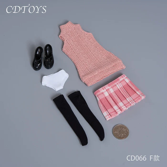 In-stock 1/6 CDTOYS CD066 JK Skirt & Knit Tan Top Clothes Set