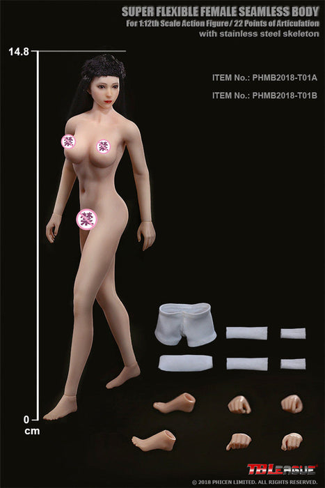 In-Stock TBLeague 1/12 Scale Female Seamless Body PHMB2018-T01(A/B) 6in Figure (Censored)