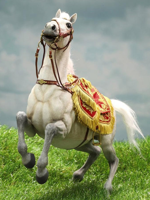 In-stock 1/6 DID E60078 Napoleon White War Horse (Prancing)