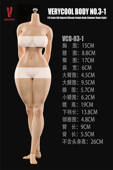 Pre-order 1/6 Verycool VCD-03-1 Full-Figured Silicone Female Body Summer Loungewear Version