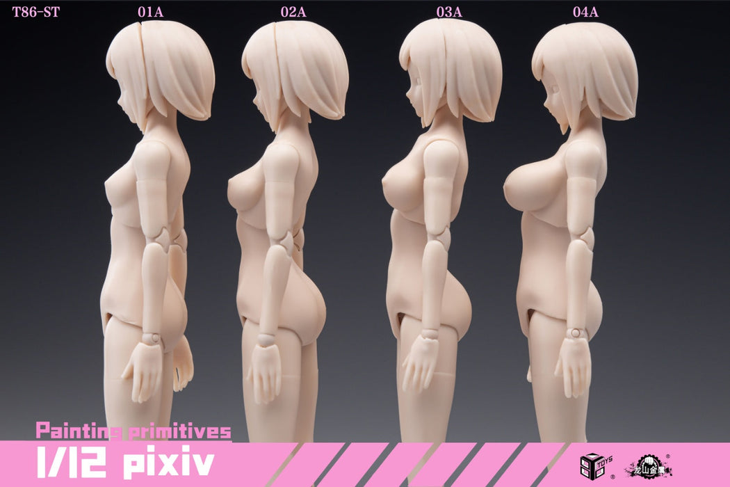 In-stock 1/12 86TOYS X Longshan T86-ST01234A Semi-Seamless Pale Female Body