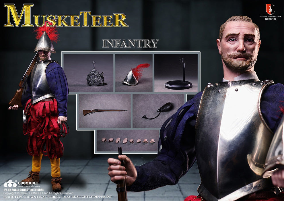 In-stock 1/6 COOMODEL SPANISH CONQUISTADOR MUSKETEER SE138 SE139 Action Figure