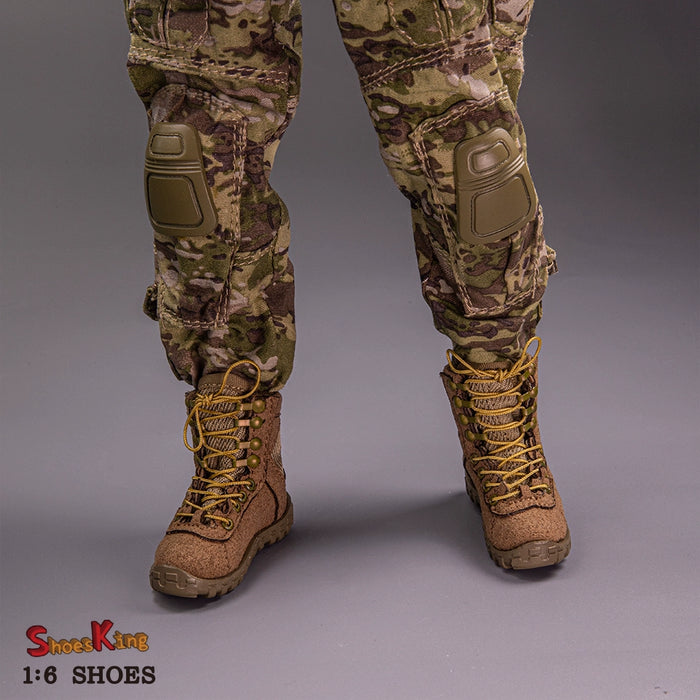 In-stock 1/6 SK012 Handmade Desert Combat Lace-up Hollow Boots