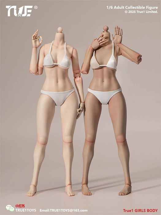 In-stock 1/6 True1Toys EC3028 Narrow Shoulder Fully Articulated Joints Female Body (Large-bust)