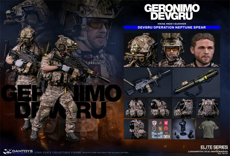 Pre-order 1/6 DAMTOYS 78107 DEVGRU Operation Neptune Spear “GERONIMO”MK46 MOD1 GUNNER