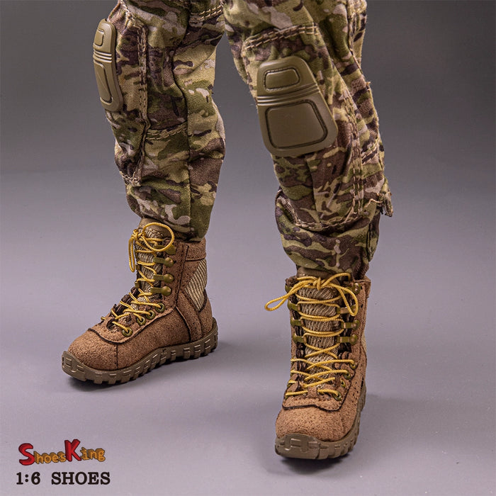 In-stock 1/6 SK012 Handmade Desert Combat Lace-up Hollow Boots