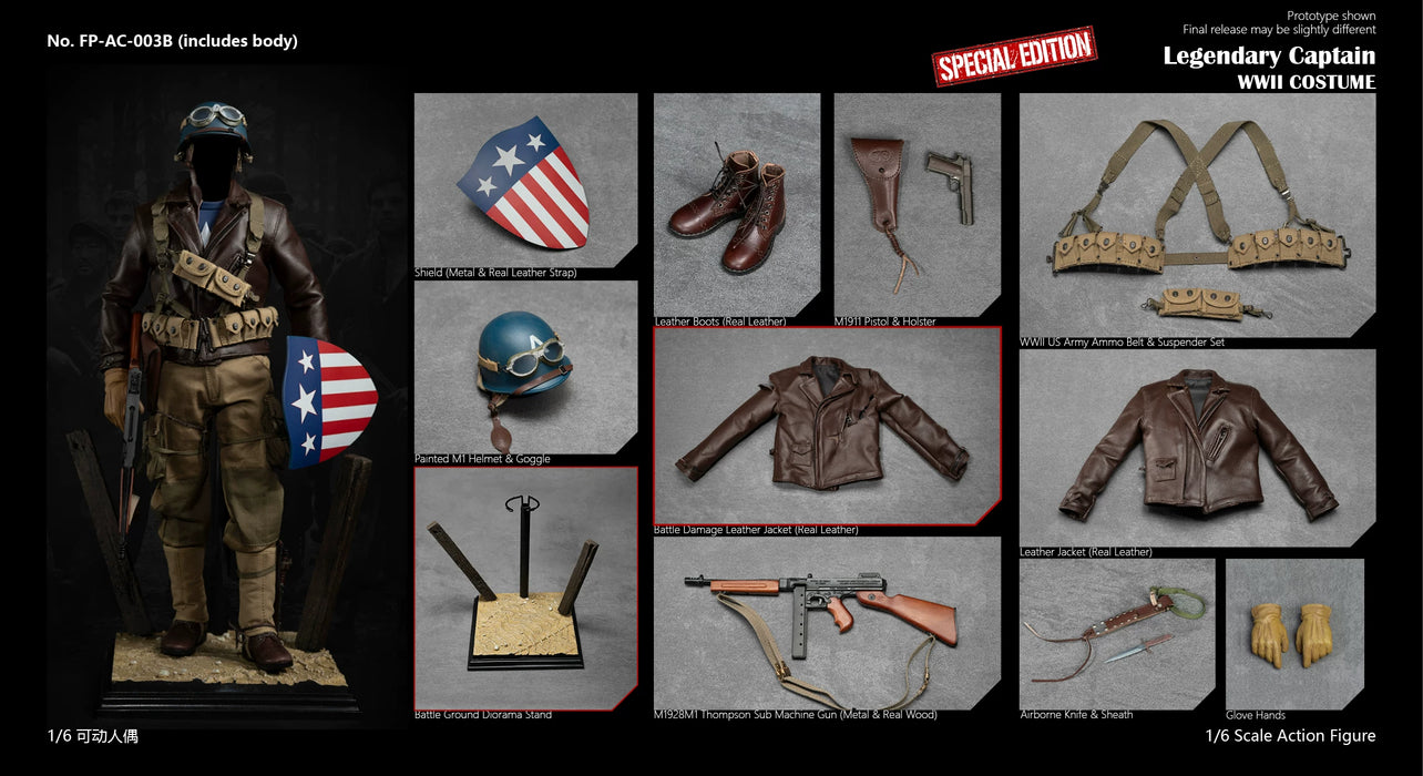 Pre-order 1/6 Facepool FPAC003 Legendary Captain WWⅡ Costume