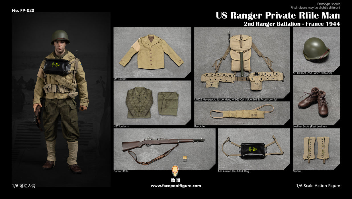 Pre-order 1/6 Facepool FP020 WWII US Ranger Private Rifle Man Action Figure