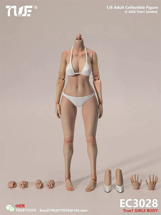 In-stock 1/6 True1Toys EC3028 Narrow Shoulder Fully Articulated Joints Female Body (Large-bust)