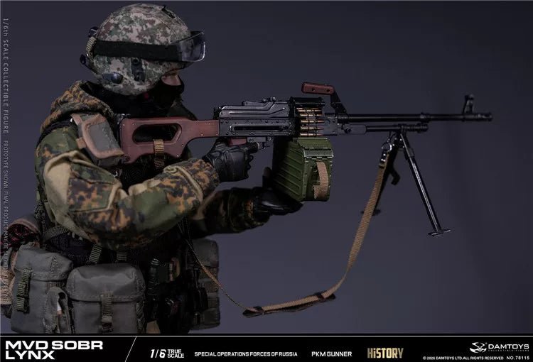 Pre-order 1/6 DAMTOYS 78115 RUSSIAN SPETSNAZ MVD SOBR LYNX PKM GUNNER Action Figure