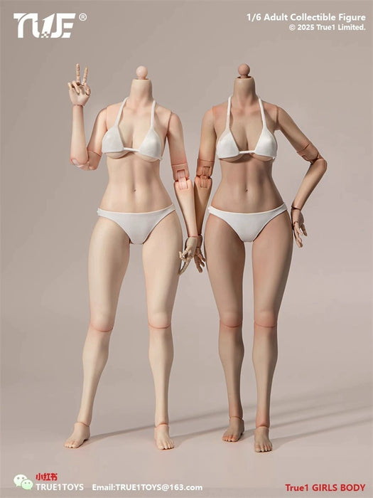 In-stock 1/6 True1Toys EC3028 Narrow Shoulder Fully Articulated Joints Female Body (Large-bust)