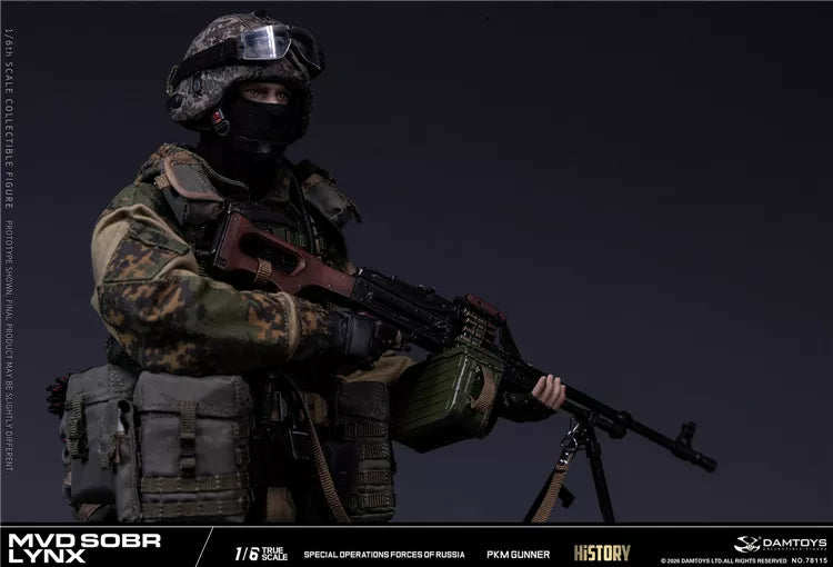 Pre-order 1/6 DAMTOYS 78115 RUSSIAN SPETSNAZ MVD SOBR LYNX PKM GUNNER Action Figure