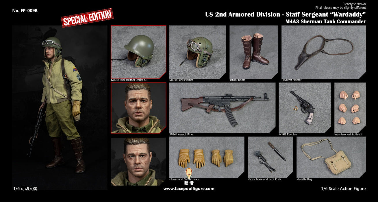 In-stock 1/6 Facepool FP009 2nd Armored Division Staff Sergeant Action Figure