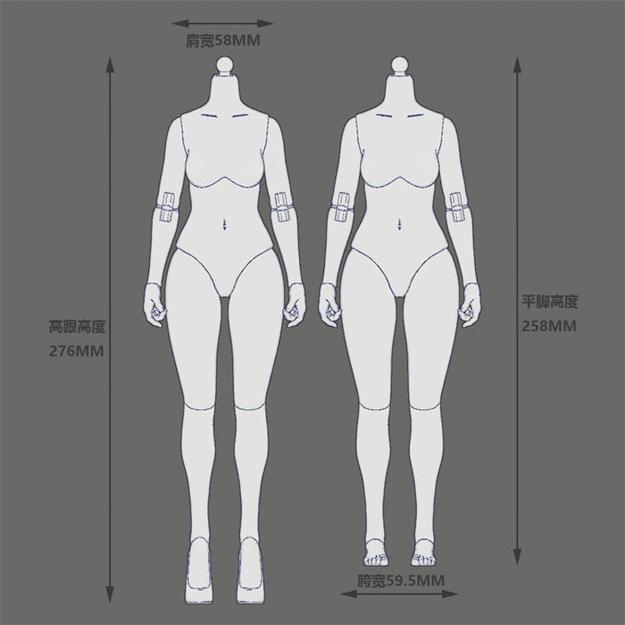 In-stock 1/6 True1Toys EC3028 Narrow Shoulder Fully Articulated Joints Female Body (Large-bust)