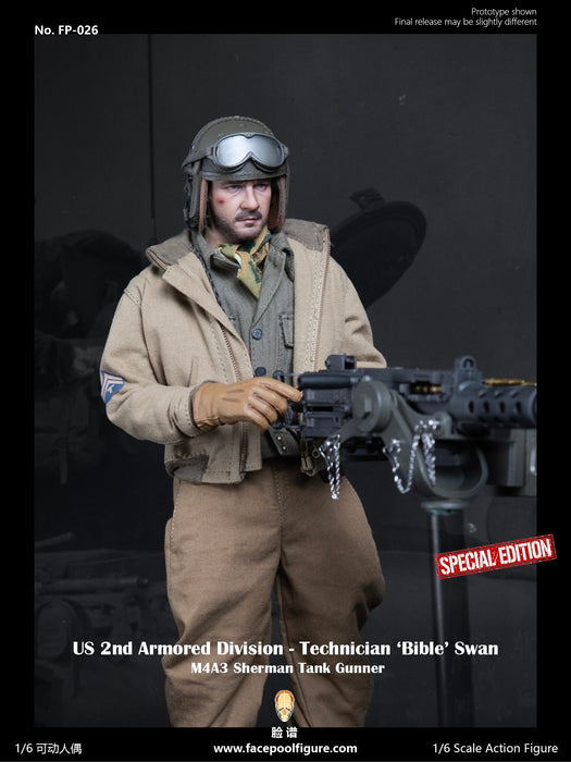 Pre-order 1/6 Facepool FP026 US 2nd Armored Division - Technician 'Bible' Swan M4A3 Sherman Tank Gunner