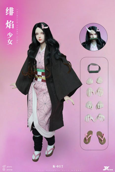 Pre-order 1/6 JKTOYS K-017 Crimson flame Girl Nezuko Cosplay Version Action Figure