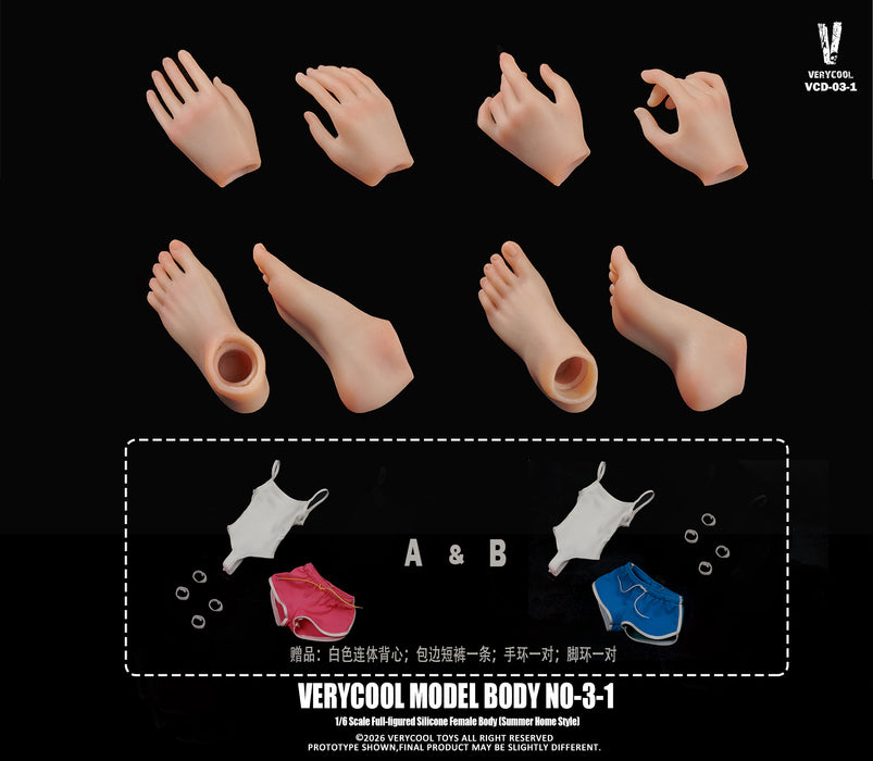 Pre-order 1/6 Verycool VCD-03-1 Full-Figured Silicone Female Body Summer Loungewear Version
