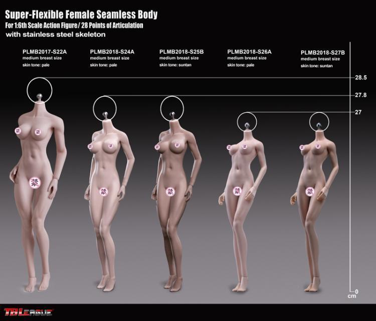 In-Stock 1/6 Scale Phicen TBLeague Short Asian Female Body S24 S25 S26 S27