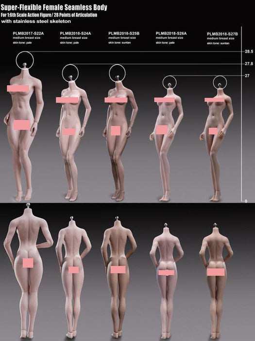 In-Stock 1/6 Scale Phicen TBLeague Short Asian Female Body S24 S25 S26 S27